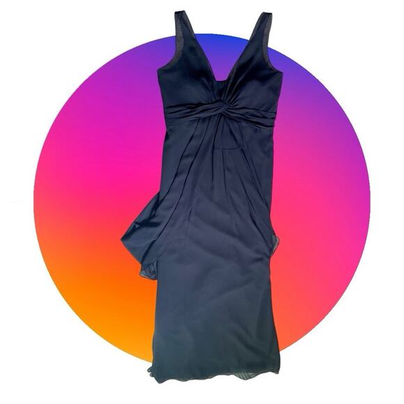 White by Vera Wang Black Evening Gown Dress Womens Sz 14 XL Sleeveless Chiffon - Picture 9 of 16